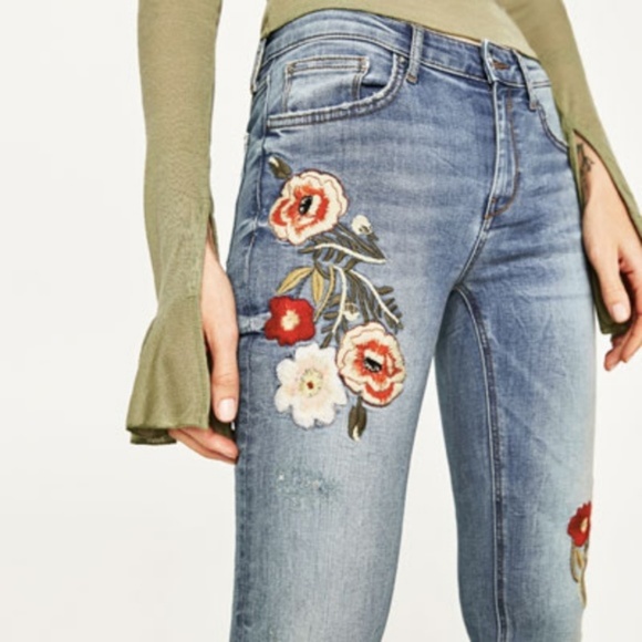 Zara The Skinny in Helen embroidered jeans 4 NWT - Picture 2 of 8